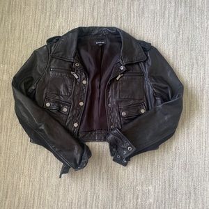 Bebe Cropped Leather Jacket Size M